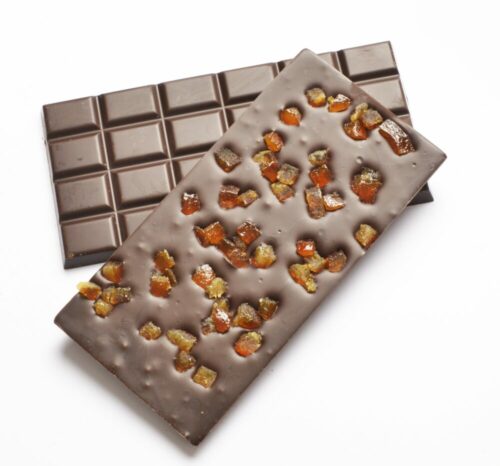 Tablette noir oranges confites- Chocolaterie Berton